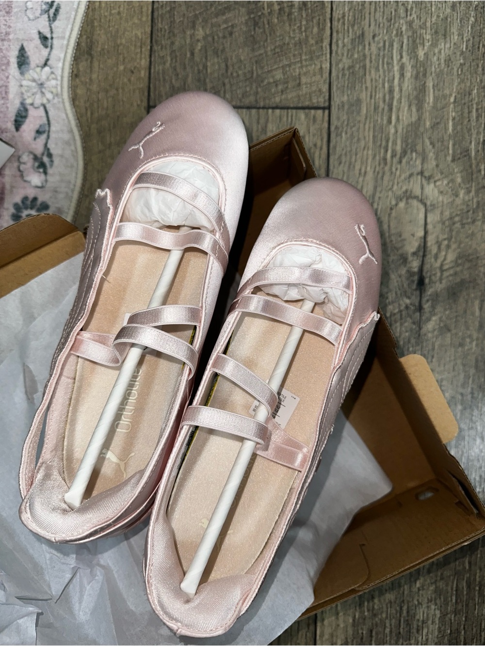 Puma Women’s Blush Pink Satin Ballet Slip-On Flats - Picture 3 of 5